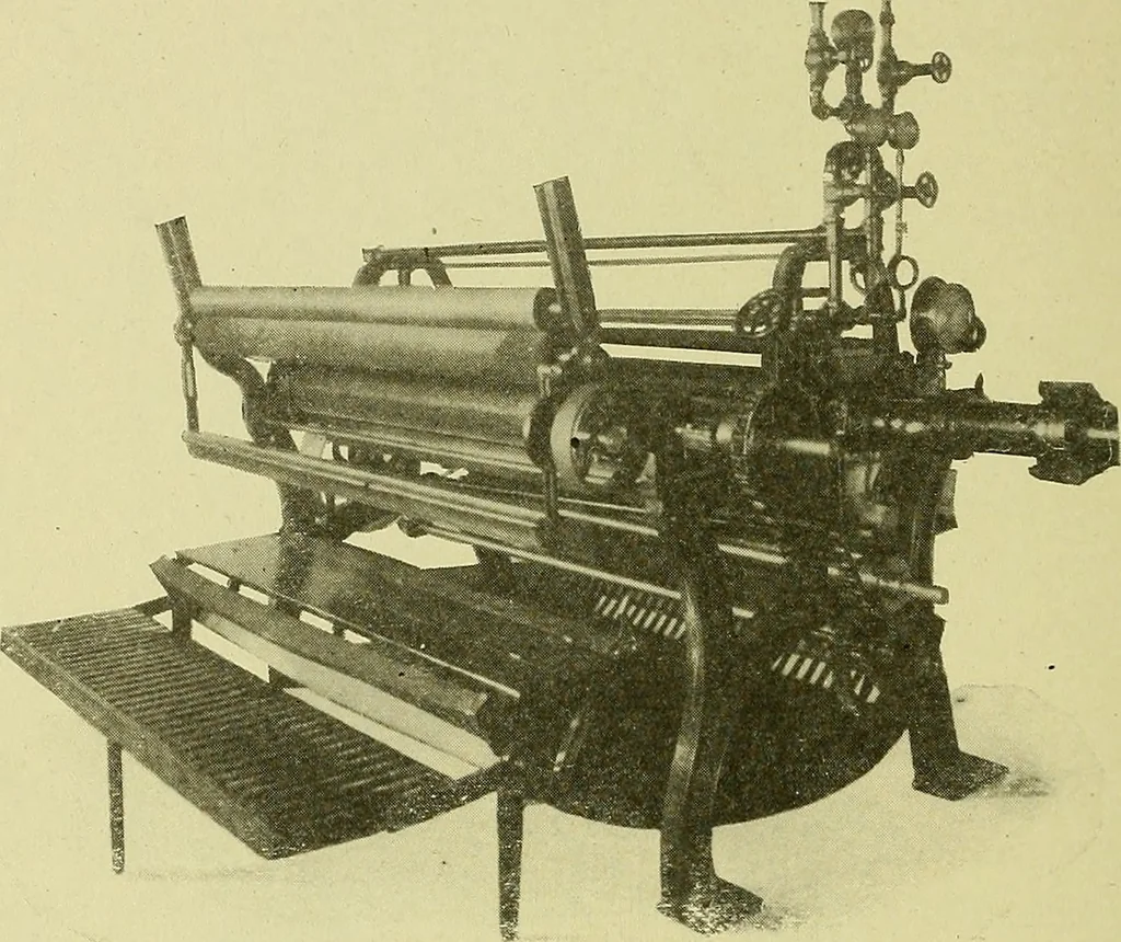 An illustration from Woolen and worsted finishing; a practical manual of instruction in the methods and machinery used in finishing woolen and worsted goods in general, and the processes involved in the special treatment of all types of standard fabrics, 1909, leaf 131