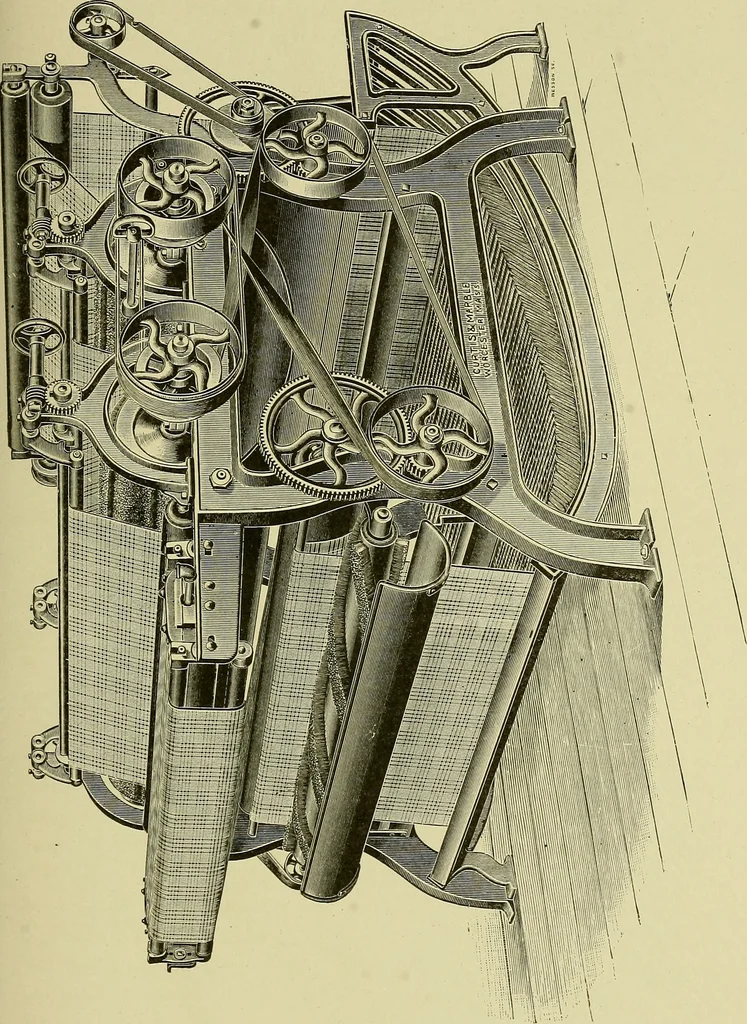 An illustration from Woolen and worsted finishing; a practical manual of instruction in the methods and machinery used in finishing woolen and worsted goods in general, and the processes involved in the special treatment of all types of standard fabrics, 1909, leaf 134