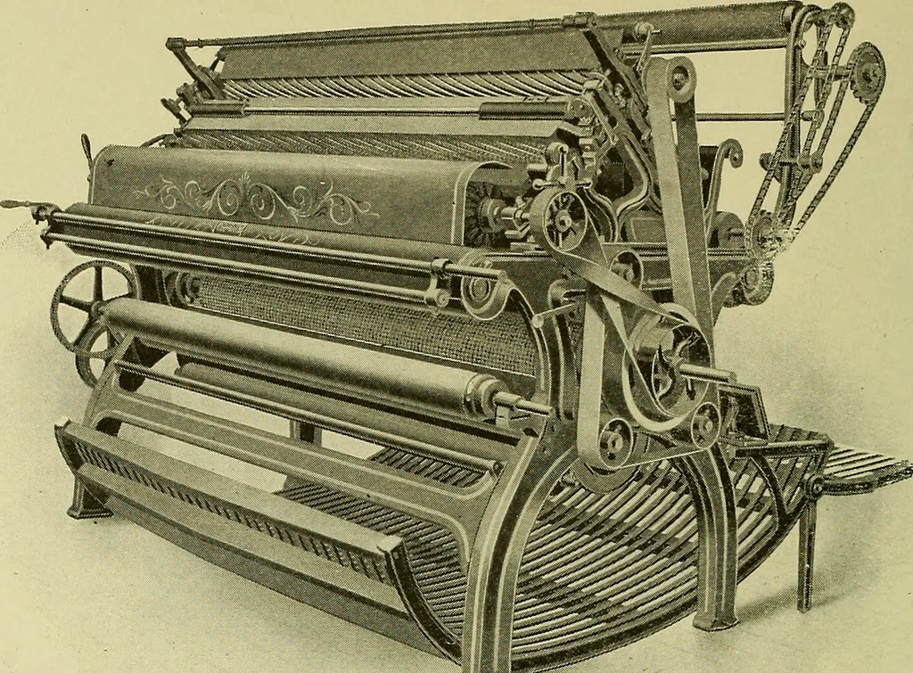 An illustration from Woolen and worsted finishing; a practical manual of instruction in the methods and machinery used in finishing woolen and worsted goods in general, and the processes involved in the special treatment of all types of standard fabrics, 1909, leaf 135