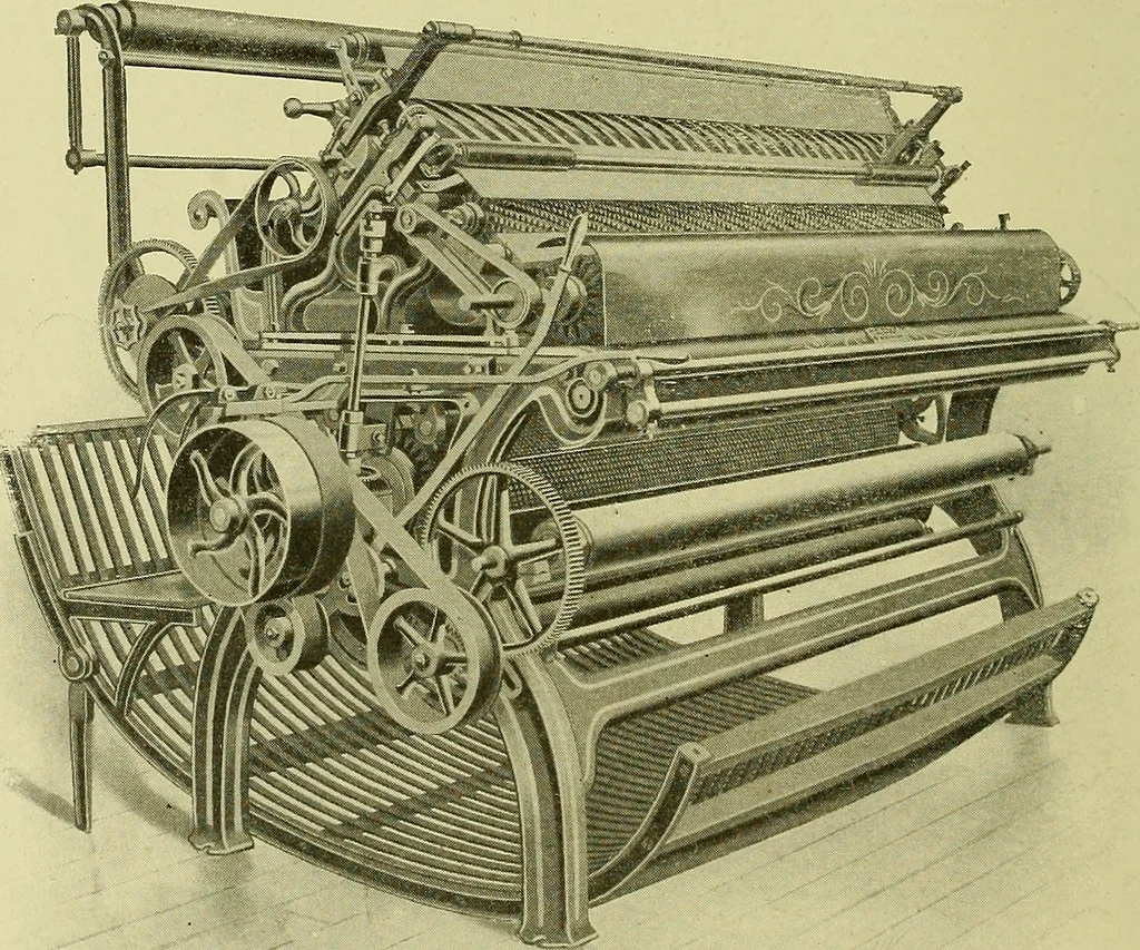An illustration from Woolen and worsted finishing; a practical manual of instruction in the methods and machinery used in finishing woolen and worsted goods in general, and the processes involved in the special treatment of all types of standard fabrics, 1909, leaf 135