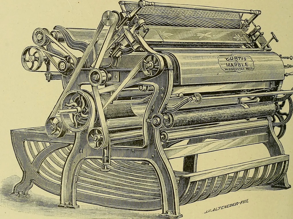 An illustration from Woolen and worsted finishing; a practical manual of instruction in the methods and machinery used in finishing woolen and worsted goods in general, and the processes involved in the special treatment of all types of standard fabrics, 1909, leaf 141