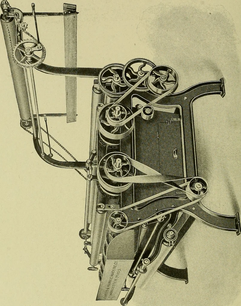 An illustration from Woolen and worsted finishing; a practical manual of instruction in the methods and machinery used in finishing woolen and worsted goods in general, and the processes involved in the special treatment of all types of standard fabrics, 1909, leaf 157
