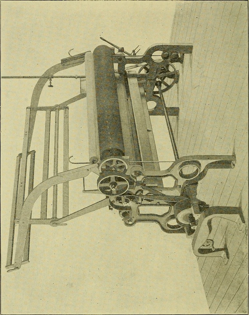 An illustration from Woolen and worsted finishing; a practical manual of instruction in the methods and machinery used in finishing woolen and worsted goods in general, and the processes involved in the special treatment of all types of standard fabrics, 1909, leaf 171