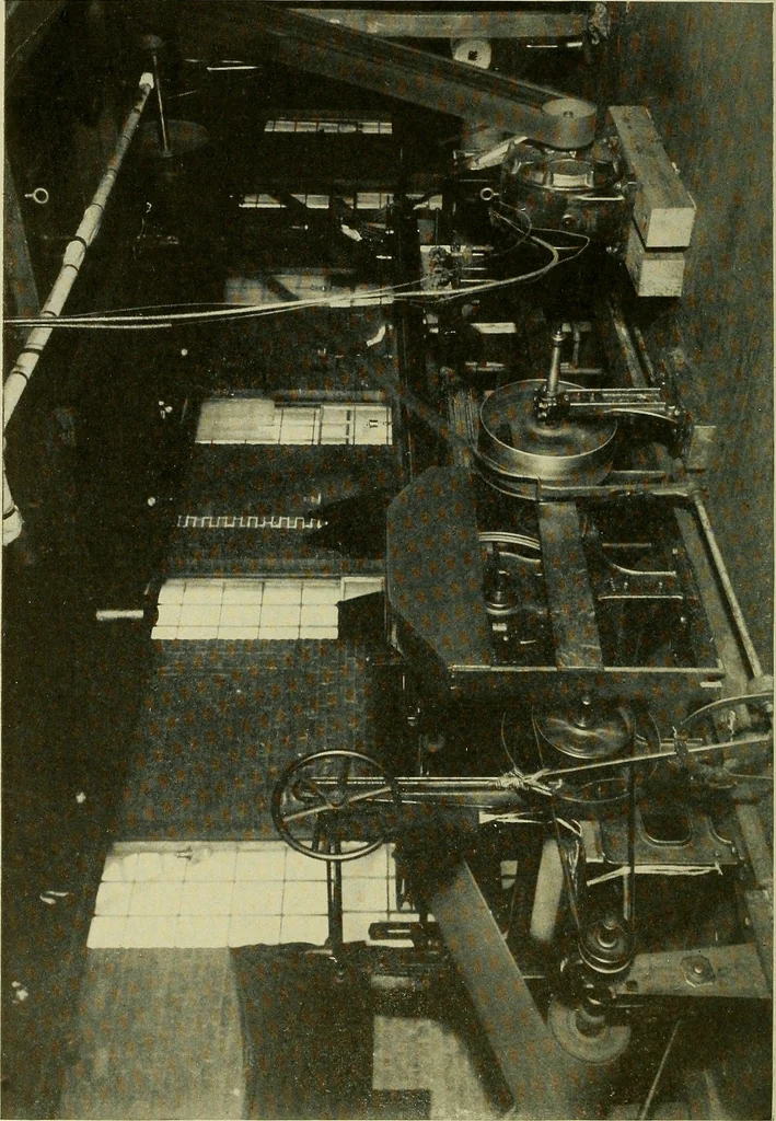 An illustration from Woolen and worsted finishing; a practical manual of instruction in the methods and machinery used in finishing woolen and worsted goods in general, and the processes involved in the special treatment of all types of standard fabrics, 1909, leaf 175