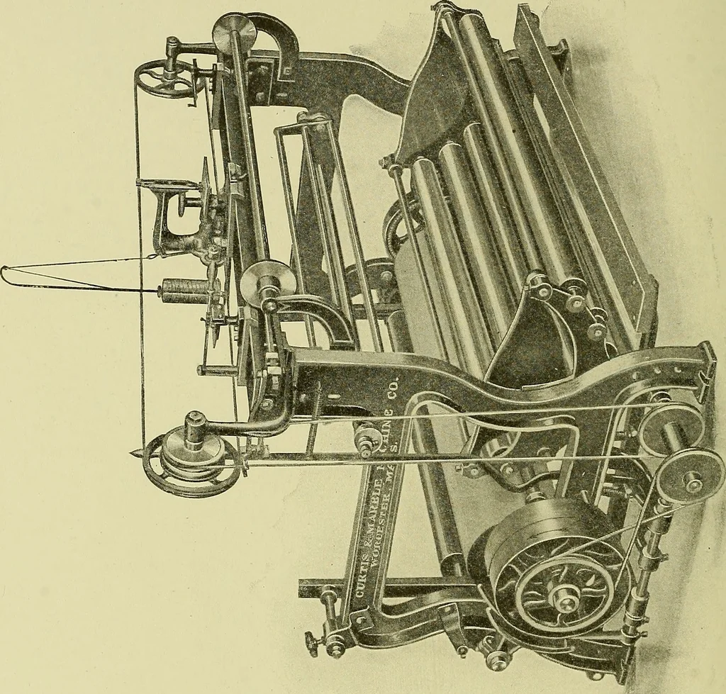 An illustration from Woolen and worsted finishing; a practical manual of instruction in the methods and machinery used in finishing woolen and worsted goods in general, and the processes involved in the special treatment of all types of standard fabrics, 1909, leaf 207