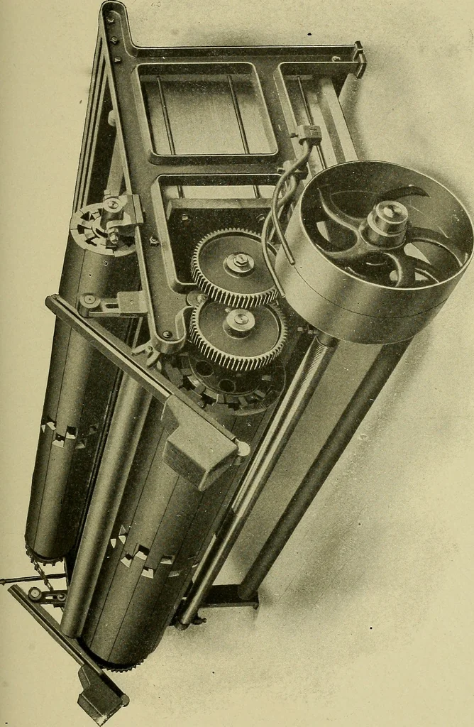 An illustration from Woolen and worsted finishing; a practical manual of instruction in the methods and machinery used in finishing woolen and worsted goods in general, and the processes involved in the special treatment of all types of standard fabrics, 1909, leaf 210