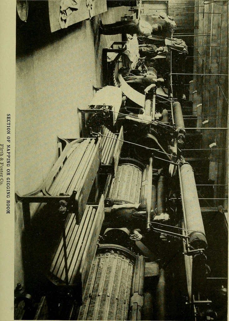 An illustration from Woolen and worsted finishing; a practical manual of instruction in the methods and machinery used in finishing woolen and worsted goods in general, and the processes involved in the special treatment of all types of standard fabrics, 1909, leaf 229