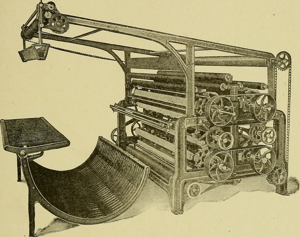 An illustration from Woolen and worsted finishing; a practical manual of instruction in the methods and machinery used in finishing woolen and worsted goods in general, and the processes involved in the special treatment of all types of standard fabrics, 1909, leaf 250