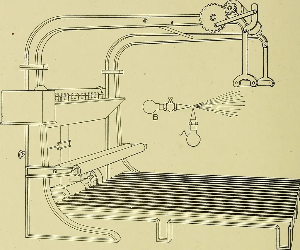 An illustration from Woolen and worsted finishing; a practical manual of instruction in the methods and machinery used in finishing woolen and worsted goods in general, and the processes involved in the special treatment of all types of standard fabrics, 1909, leaf 253