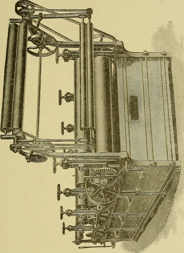 An illustration from Woolen and worsted finishing; a practical manual of instruction in the methods and machinery used in finishing woolen and worsted goods in general, and the processes involved in the special treatment of all types of standard fabrics, 1909, leaf 260
