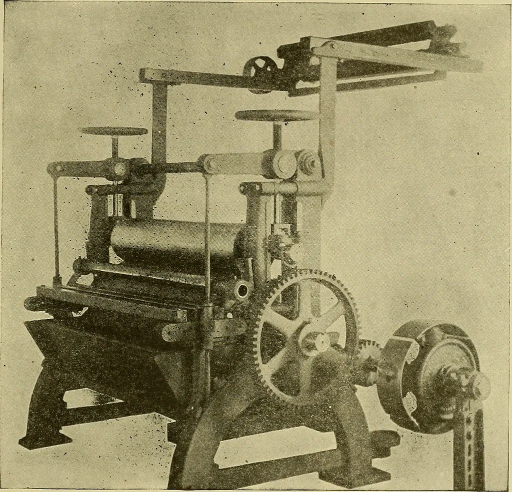 An illustration from Woolen and worsted finishing; a practical manual of instruction in the methods and machinery used in finishing woolen and worsted goods in general, and the processes involved in the special treatment of all types of standard fabrics, 1909, leaf 268