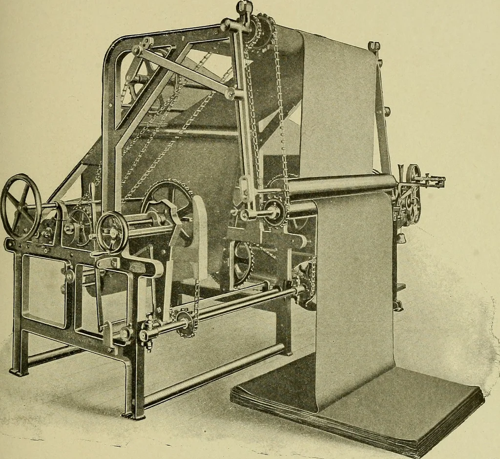 An illustration from Woolen and worsted finishing; a practical manual of instruction in the methods and machinery used in finishing woolen and worsted goods in general, and the processes involved in the special treatment of all types of standard fabrics, 1909, leaf 282