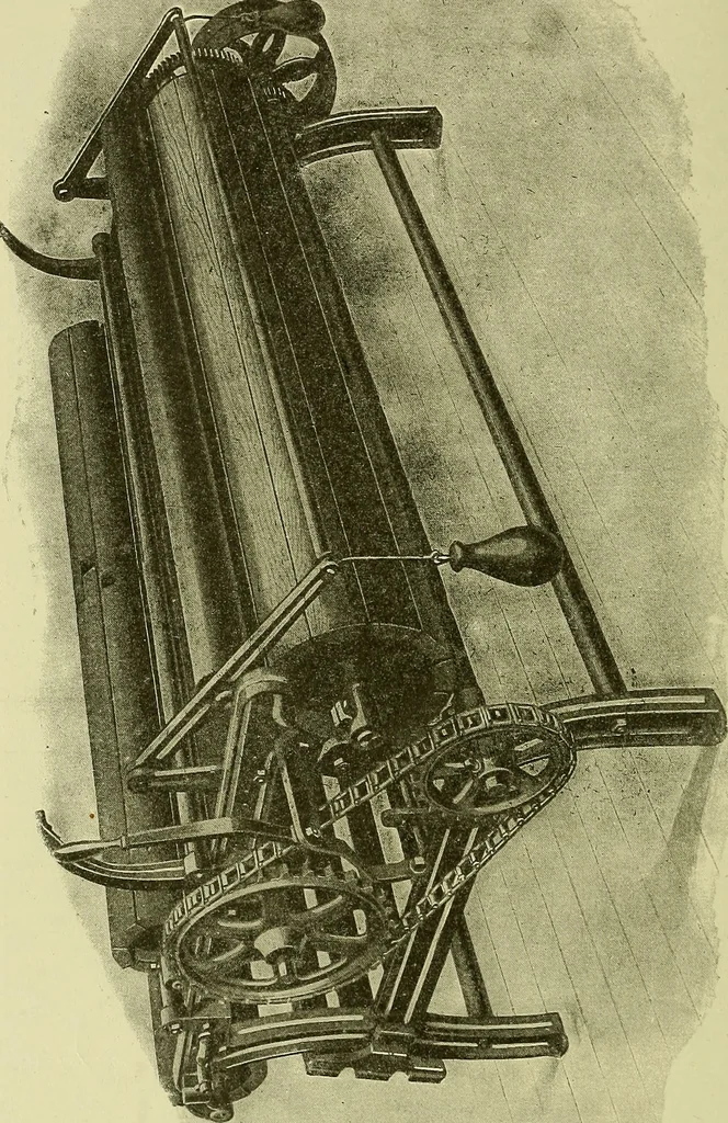 An illustration from Woolen and worsted finishing; a practical manual of instruction in the methods and machinery used in finishing woolen and worsted goods in general, and the processes involved in the special treatment of all types of standard fabrics, 1909, leaf 75