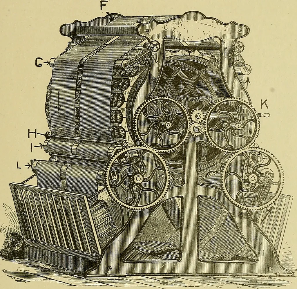 An illustration from Woolen and worsted finishing; a practical manual of instruction in the methods and machinery used in finishing woolen and worsted goods in general, and the processes involved in the special treatment of all types of standard fabrics, 1909, leaf 88