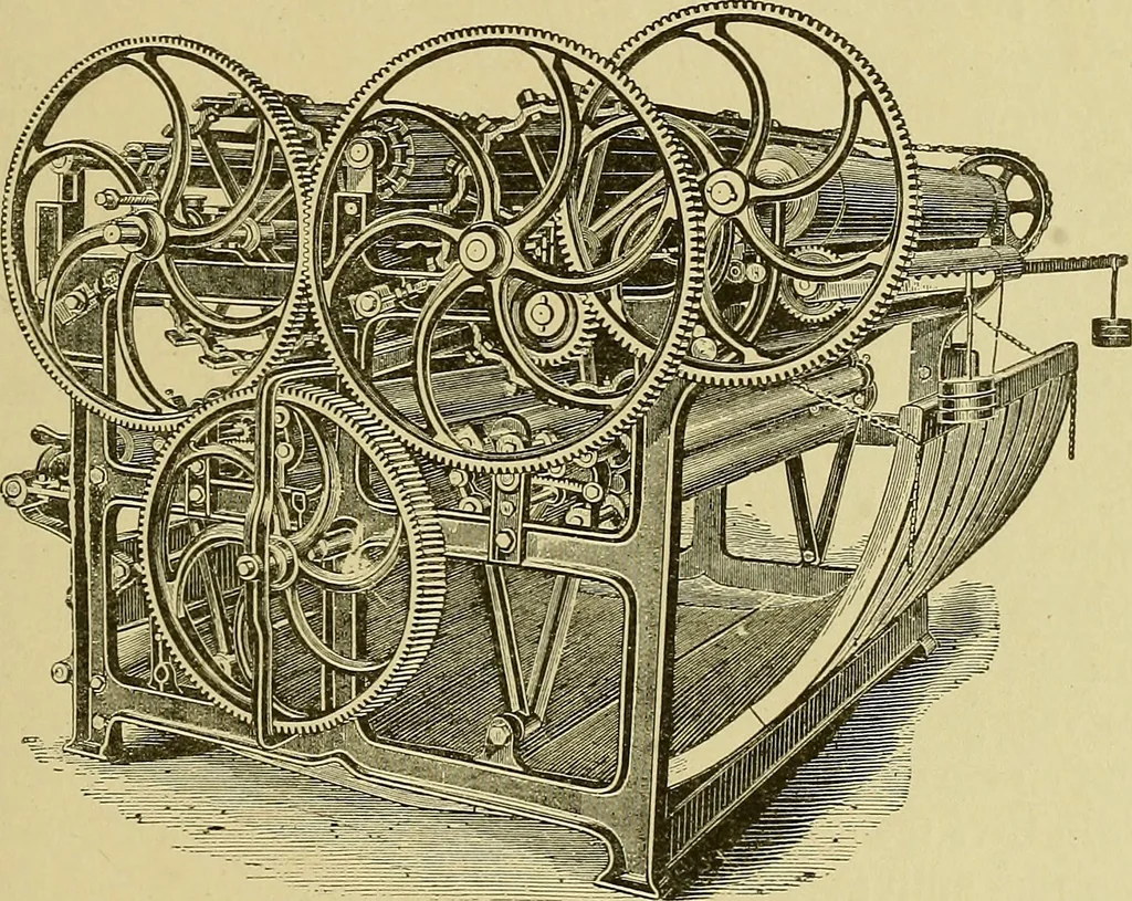 An illustration from Woolen and worsted finishing; a practical manual of instruction in the methods and machinery used in finishing woolen and worsted goods in general, and the processes involved in the special treatment of all types of standard fabrics, 1909, leaf 94
