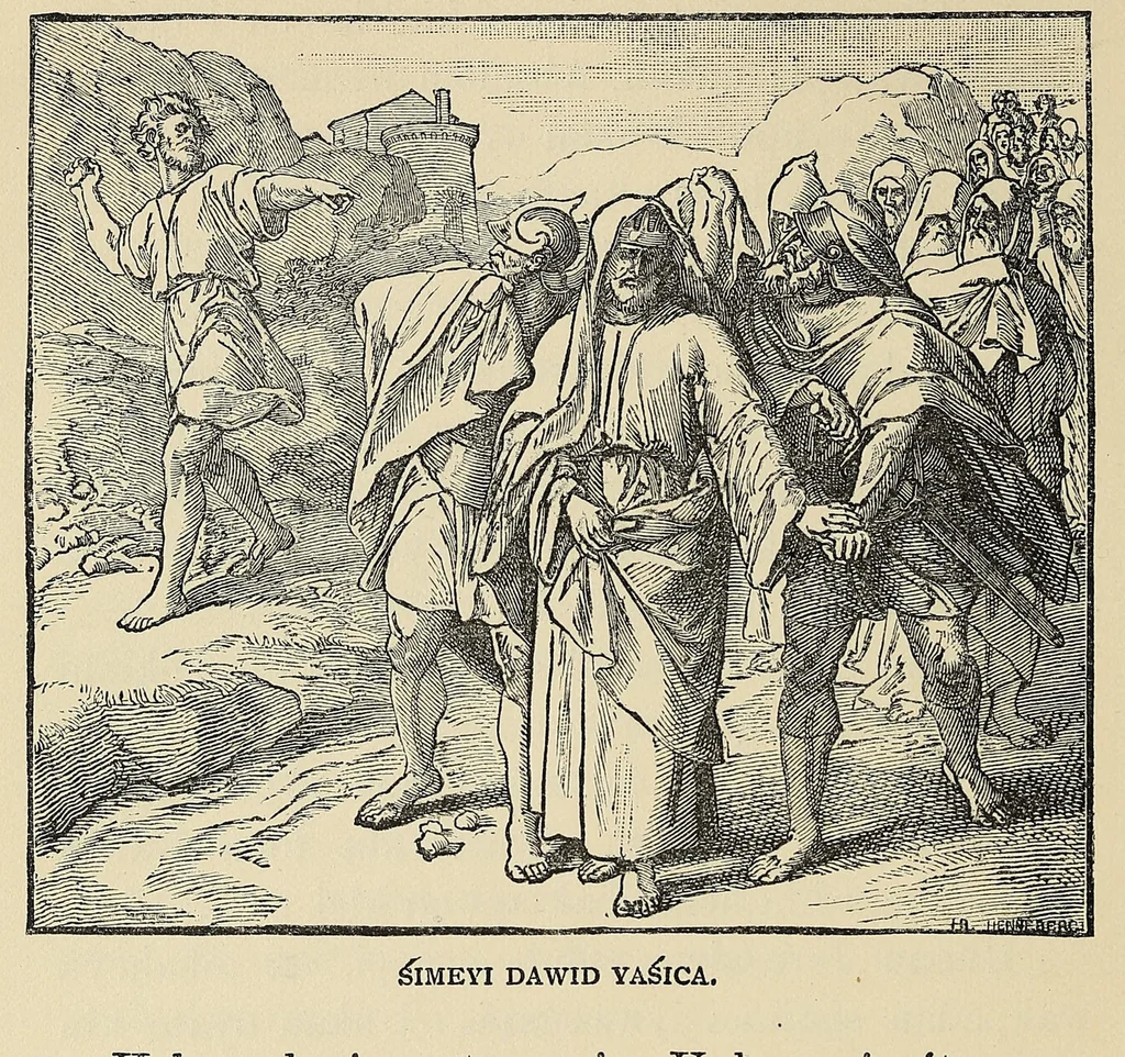 An illustration from Woonspe itakihna. Precept upon precept: tr. into the Dakota language, 1889, leaf 80