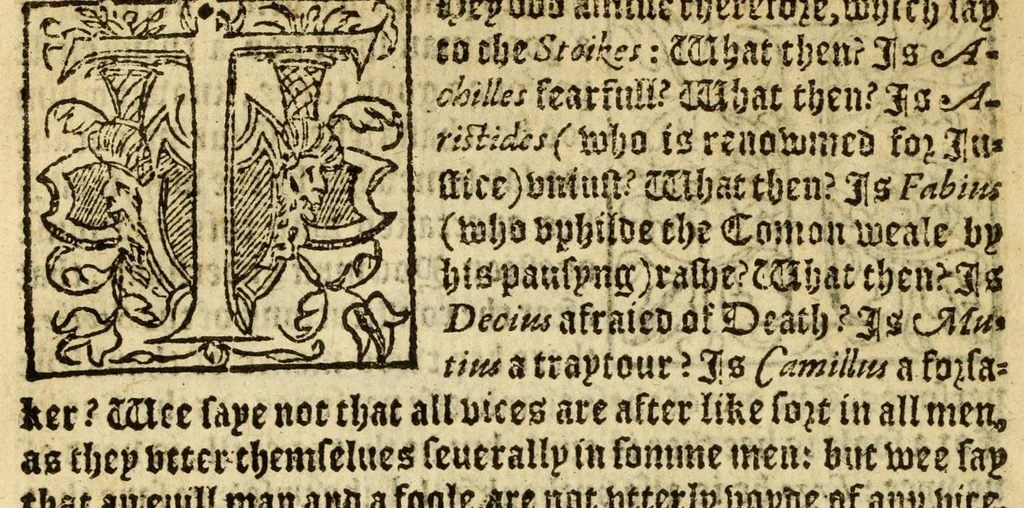 An illustration from The woorke of the excellent philosopher Lucius Annaeus Seneca concerning benefyting : that is too say the dooing, receyuing, and requyting of good turnes, 1578, leaf 132