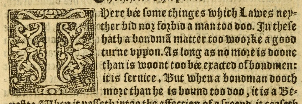 An illustration from The woorke of the excellent philosopher Lucius Annaeus Seneca concerning benefyting : that is too say the dooing, receyuing, and requyting of good turnes, 1578, leaf 88
