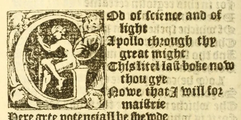An illustration from The woorkes of Geffrey Chaucer, 1561, leaf 588