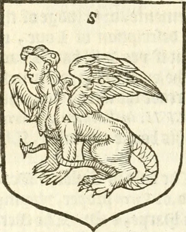 An illustration from Workes of armorie : deuyded into three bookes, entituled, the Concordes of armorie, the Armorie of honor, and of Coates and creastes, 1572, leaf 105
