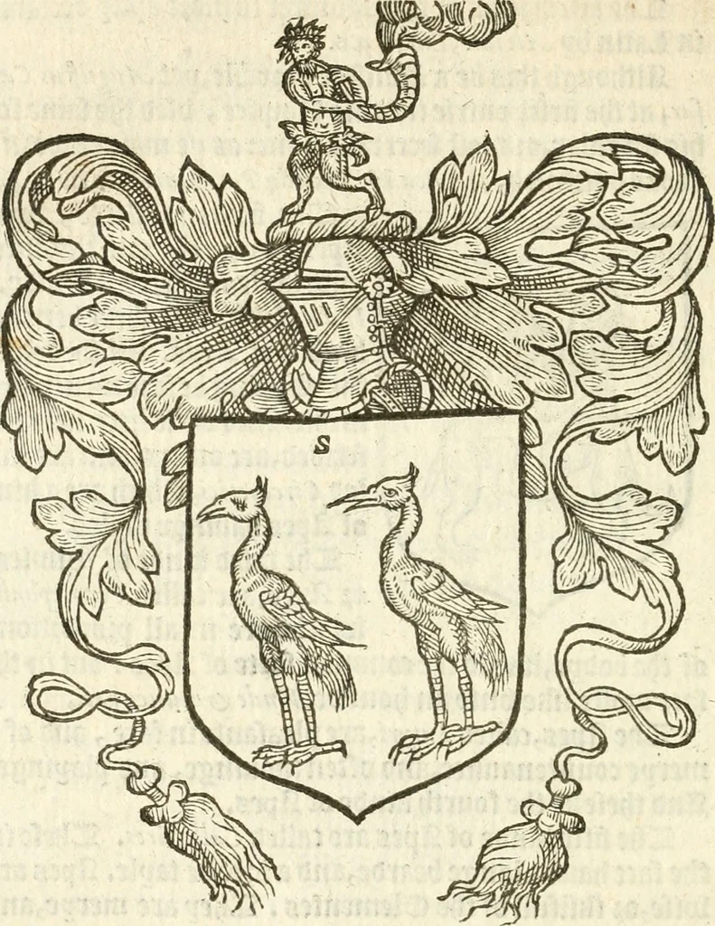 An illustration from Workes of armorie : deuyded into three bookes, entituled, the Concordes of armorie, the Armorie of honor, and of Coates and creastes, 1572, leaf 109