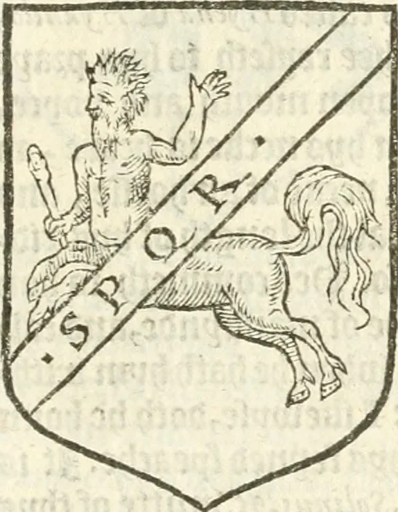 An illustration from Workes of armorie : deuyded into three bookes, entituled, the Concordes of armorie, the Armorie of honor, and of Coates and creastes, 1572, leaf 110
