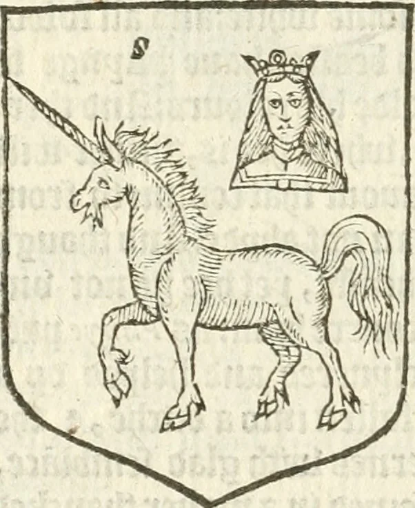 An illustration from Workes of armorie : deuyded into three bookes, entituled, the Concordes of armorie, the Armorie of honor, and of Coates and creastes, 1572, leaf 113