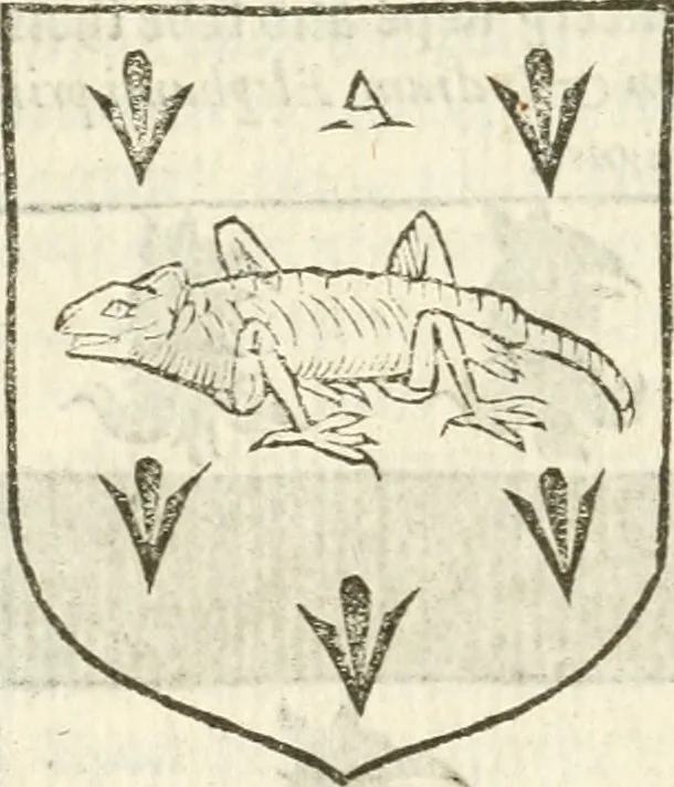 An illustration from Workes of armorie : deuyded into three bookes, entituled, the Concordes of armorie, the Armorie of honor, and of Coates and creastes, 1572, leaf 117