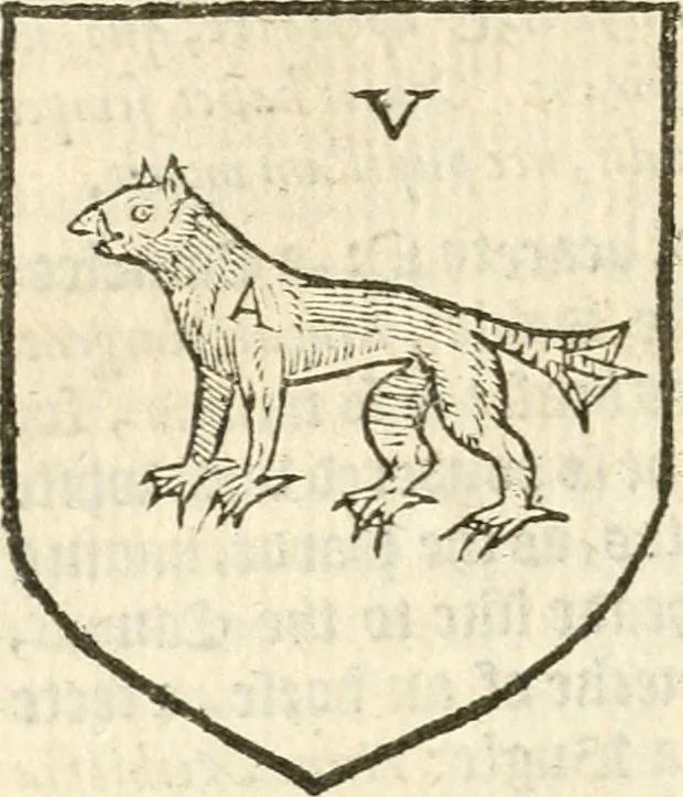 An illustration from Workes of armorie : deuyded into three bookes, entituled, the Concordes of armorie, the Armorie of honor, and of Coates and creastes, 1572, leaf 119