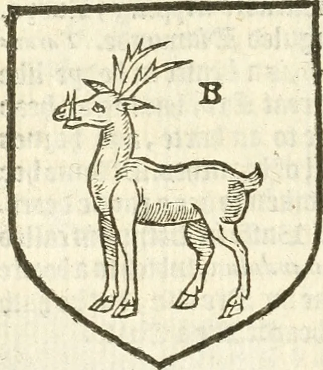 An illustration from Workes of armorie : deuyded into three bookes, entituled, the Concordes of armorie, the Armorie of honor, and of Coates and creastes, 1572, leaf 127