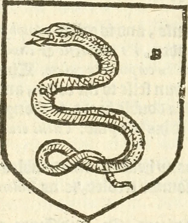 An illustration from Workes of armorie : deuyded into three bookes, entituled, the Concordes of armorie, the Armorie of honor, and of Coates and creastes, 1572, leaf 139