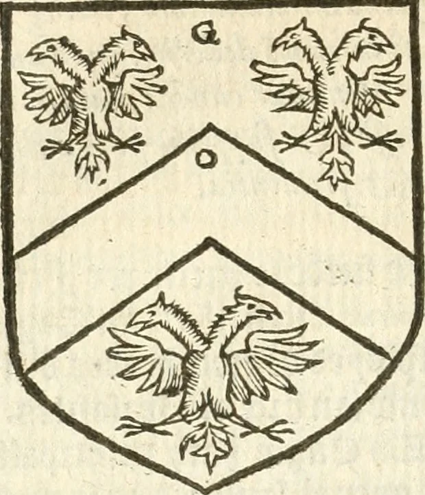 An illustration from Workes of armorie : deuyded into three bookes, entituled, the Concordes of armorie, the Armorie of honor, and of Coates and creastes, 1572, leaf 147
