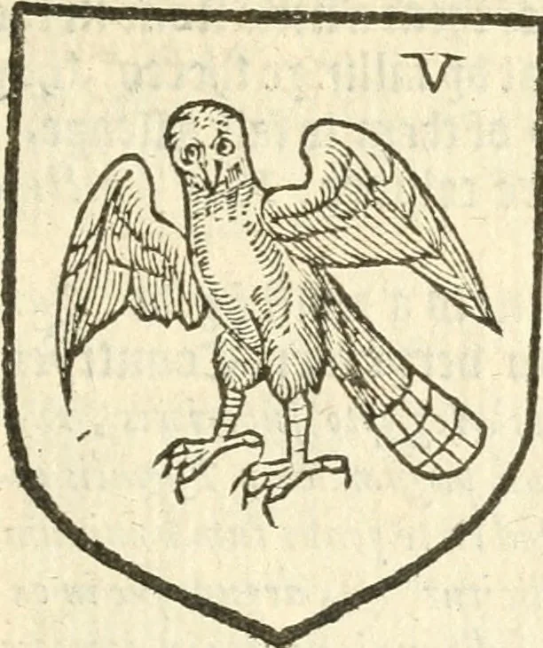 An illustration from Workes of armorie : deuyded into three bookes, entituled, the Concordes of armorie, the Armorie of honor, and of Coates and creastes, 1572, leaf 152