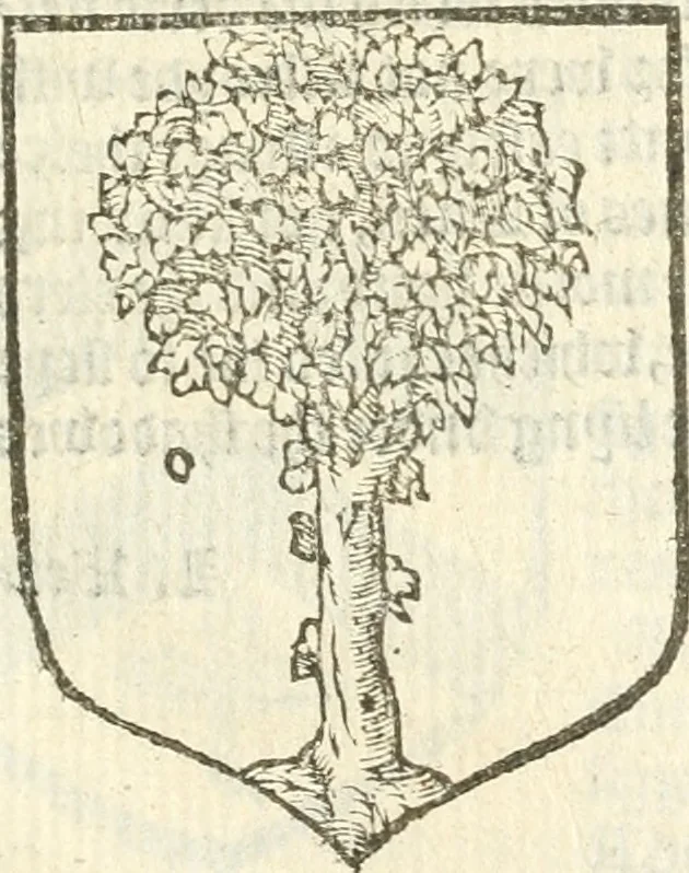 An illustration from Workes of armorie : deuyded into three bookes, entituled, the Concordes of armorie, the Armorie of honor, and of Coates and creastes, 1572, leaf 160