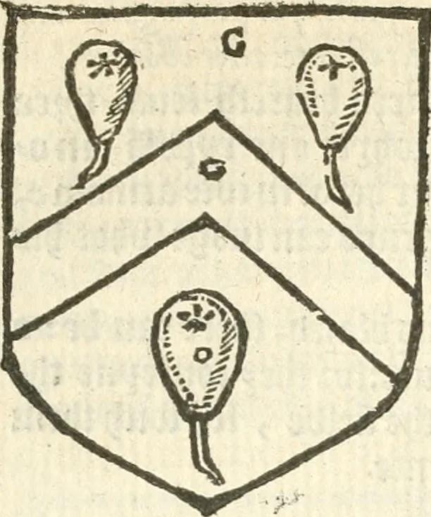 An illustration from Workes of armorie : deuyded into three bookes, entituled, the Concordes of armorie, the Armorie of honor, and of Coates and creastes, 1572, leaf 162