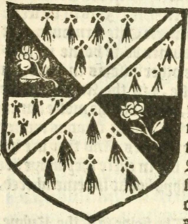 An illustration from Workes of armorie : deuyded into three bookes, entituled, the Concordes of armorie, the Armorie of honor, and of Coates and creastes, 1572, leaf 166