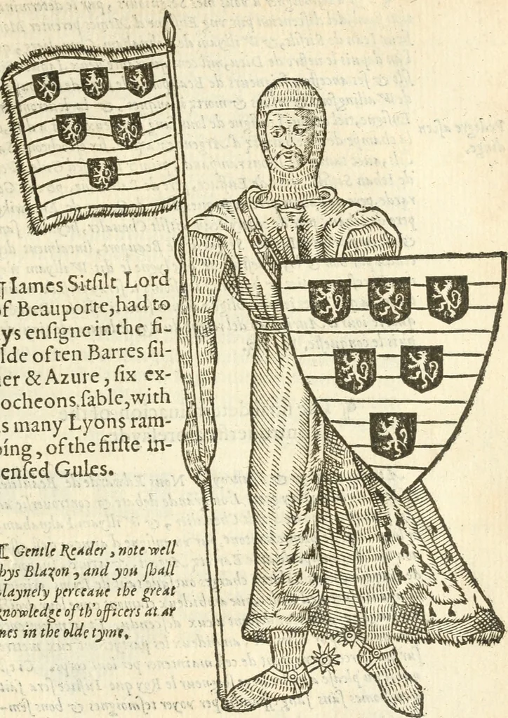 An illustration from Workes of armorie : deuyded into three bookes, entituled, the Concordes of armorie, the Armorie of honor, and of Coates and creastes, 1572, leaf 172