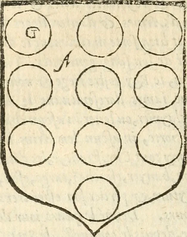 An illustration from Workes of armorie : deuyded into three bookes, entituled, the Concordes of armorie, the Armorie of honor, and of Coates and creastes, 1572, leaf 175