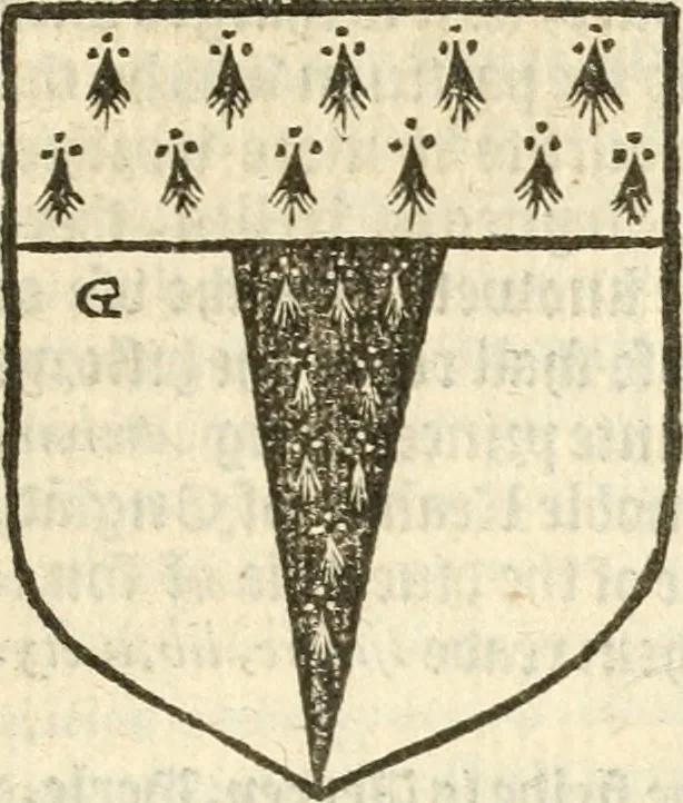 An illustration from Workes of armorie : deuyded into three bookes, entituled, the Concordes of armorie, the Armorie of honor, and of Coates and creastes, 1572, leaf 176