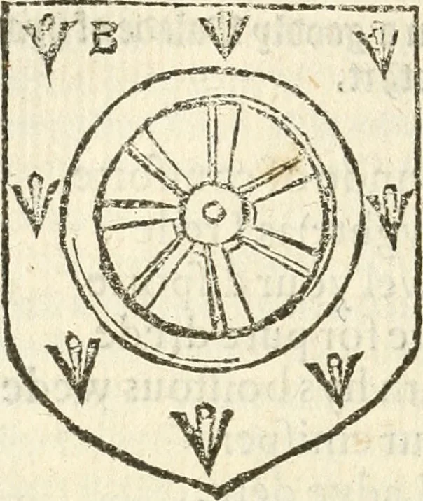An illustration from Workes of armorie : deuyded into three bookes, entituled, the Concordes of armorie, the Armorie of honor, and of Coates and creastes, 1572, leaf 193