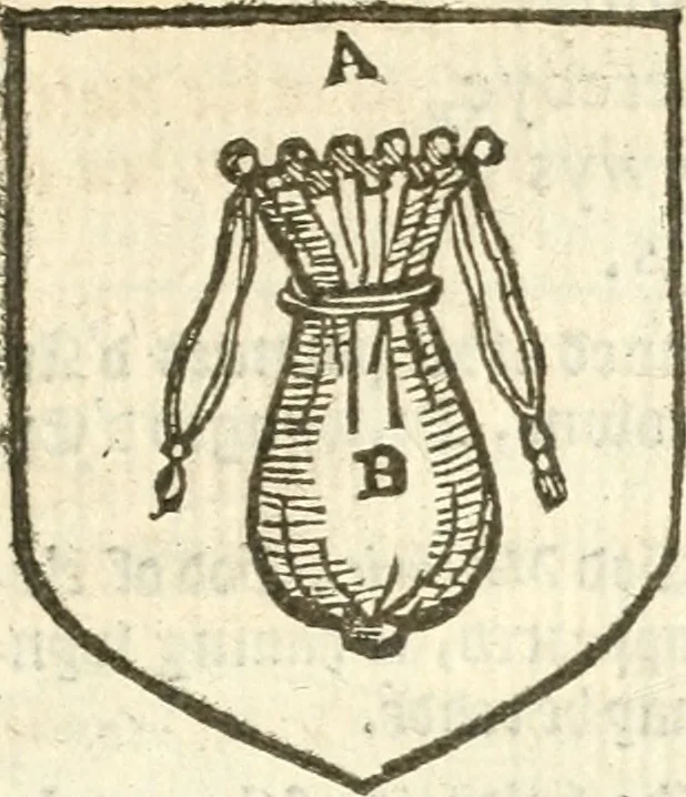 An illustration from Workes of armorie : deuyded into three bookes, entituled, the Concordes of armorie, the Armorie of honor, and of Coates and creastes, 1572, leaf 196
