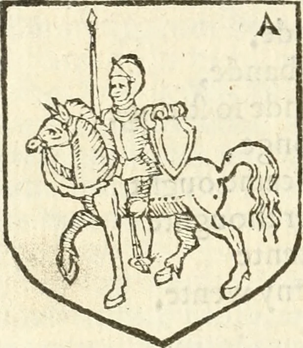 An illustration from Workes of armorie : deuyded into three bookes, entituled, the Concordes of armorie, the Armorie of honor, and of Coates and creastes, 1572, leaf 197