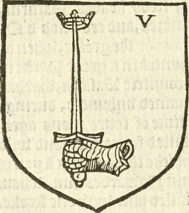 An illustration from Workes of armorie : deuyded into three bookes, entituled, the Concordes of armorie, the Armorie of honor, and of Coates and creastes, 1572, leaf 201