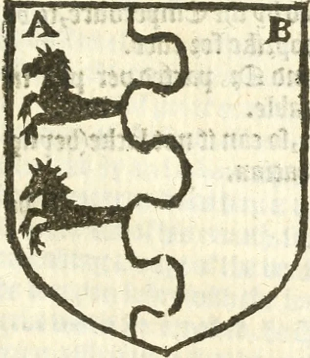 An illustration from Workes of armorie : deuyded into three bookes, entituled, the Concordes of armorie, the Armorie of honor, and of Coates and creastes, 1572, leaf 212