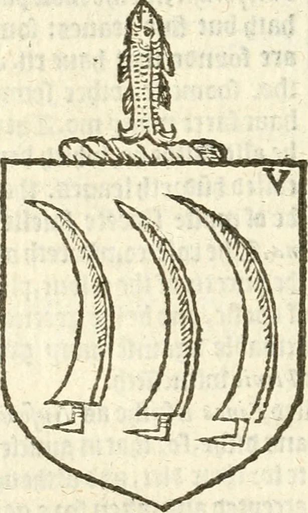 An illustration from Workes of armorie : deuyded into three bookes, entituled, the Concordes of armorie, the Armorie of honor, and of Coates and creastes, 1572, leaf 219