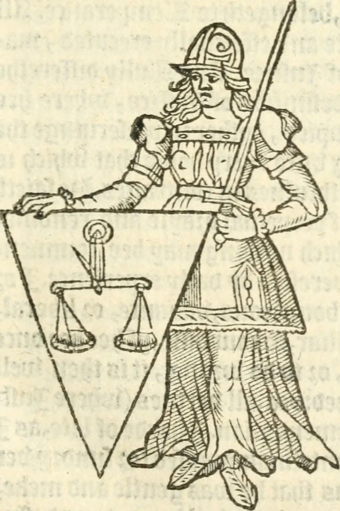 An illustration from Workes of armorie : deuyded into three bookes, entituled, the Concordes of armorie, the Armorie of honor, and of Coates and creastes, 1572, leaf 22