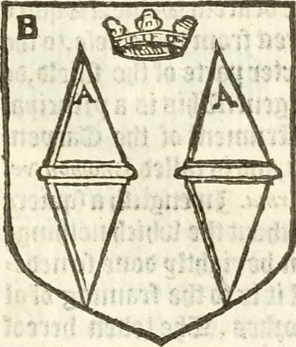 An illustration from Workes of armorie : deuyded into three bookes, entituled, the Concordes of armorie, the Armorie of honor, and of Coates and creastes, 1572, leaf 244