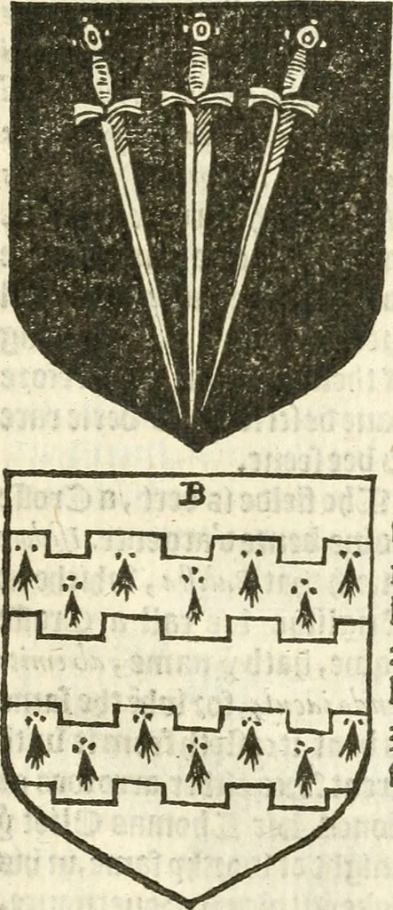 An illustration from Workes of armorie : deuyded into three bookes, entituled, the Concordes of armorie, the Armorie of honor, and of Coates and creastes, 1572, leaf 256