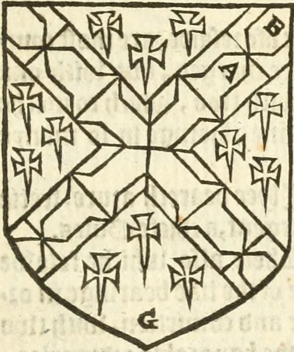 An illustration from Workes of armorie : deuyded into three bookes, entituled, the Concordes of armorie, the Armorie of honor, and of Coates and creastes, 1572, leaf 266