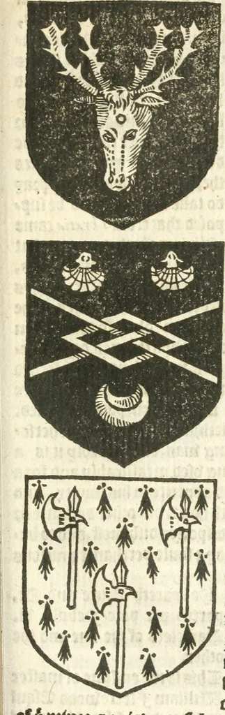 An illustration from Workes of armorie : deuyded into three bookes, entituled, the Concordes of armorie, the Armorie of honor, and of Coates and creastes, 1572, leaf 270
